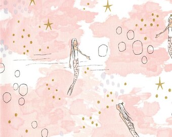 Narwhal Fabric, Mermaid Fabric, Michael Miller Magic, Mermaid in Blossom, Sarah Jane Fabric, Fabric by the Yard, Michael Miller Fabric