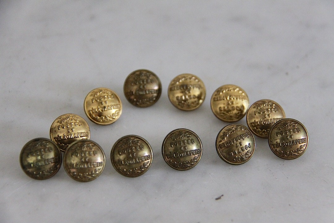 Antique French Buttons 1800s Postal Uniform Buttons