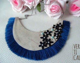 Cork Necklace #113, Statement necklace, Modern jewelry, Gift for her,Portuguese jewelry Eco friendly,Stainless steel,Best Friend,Girlfriend