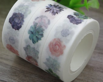 succulent washi tape, succulent stationery, paper tape, bullet journal accessory, planner, planner stickers, garden planner, gardener gift,