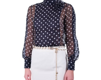 Shirt in silk georgette, handmade PIECE size (it 42, eu 38, uk 10, us 6) PROMOTIONAL PRICE