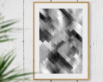 Geometric Print, Black & White Wall Art, Scandinavian Decor Print, Abstract Printable Poster, Modern Scandi Print, Instant Digital Download