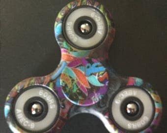 Fidget Spinner-Hand spinner- Stress reducer- ADHD/ADD- Desk toy- Finger focus-Tri spinner-Glow in dark Grafiti multicolor fully assembled P4