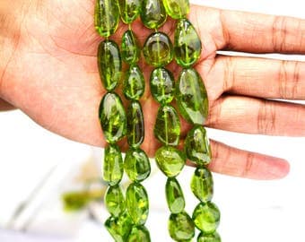 Summer Sizzling Sale - AAA Natural PERIDOT Smooth Nugget , PERIDOT Necklaces (Finest Polish and Cut) / 18 inch
