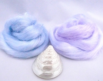 Hand Dyed Firestar Fibres, Firestar Fibre, Trilobal Nylon Fibre, Spinning and Felting Effect Fibres, 20g / .7 oz Blue and Lavender