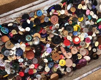 Huge Lot Vintage Buttons. 1 lb. Antique Collectible Button. Sewing. Crafting.