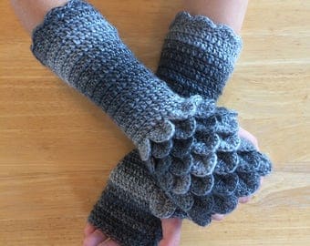 Fingerless Gloves, Dragon Gloves, Crochet Gloves, Dragon Scale Gloves, Arm Warmers, Knit Gloves, Gloves, Wrist Warmers, Dragonscale Gloves,
