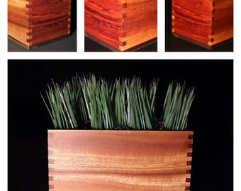 Centerpiece box, storage box, wooden keepsake box, trinket box - everything box! Handcrafted Sapele and Bubinga woods.