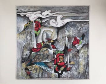 Sereal Painting - Rose and Rooster