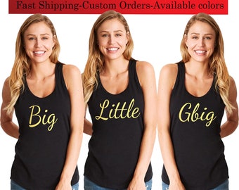 Big Little GBig GGBig Sorority tanks, sorority tank, Little Big, Greek shirt, Little sister, Big Sister, Big and Little shirts