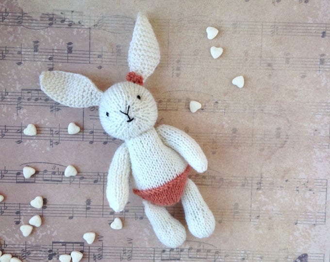 PREORDER Hand Knitted Soft Toy Bunny Rabbit 6 inches. Newborn photoprops
