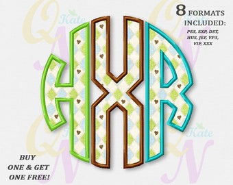 BOGO FREE! Circle Monogram Font applique embroidery design, Large Font Machine Embroidery Designs, Instant Download, 3,4,5,6,7 inch, #001