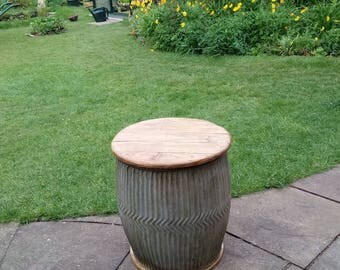 Upcycled vintage dolly tub.