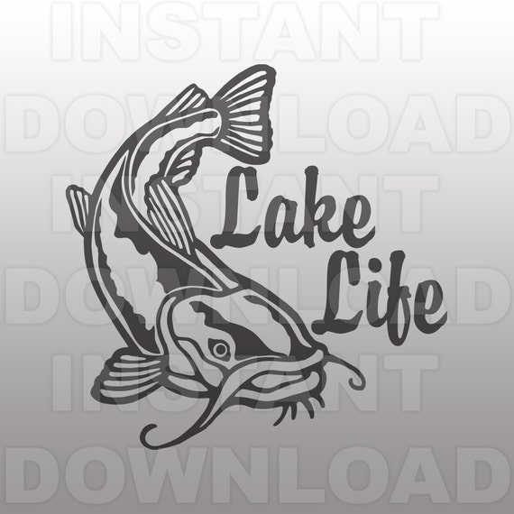 Fishing SVG FileLake Life Catfish SVG File Vector Clipart