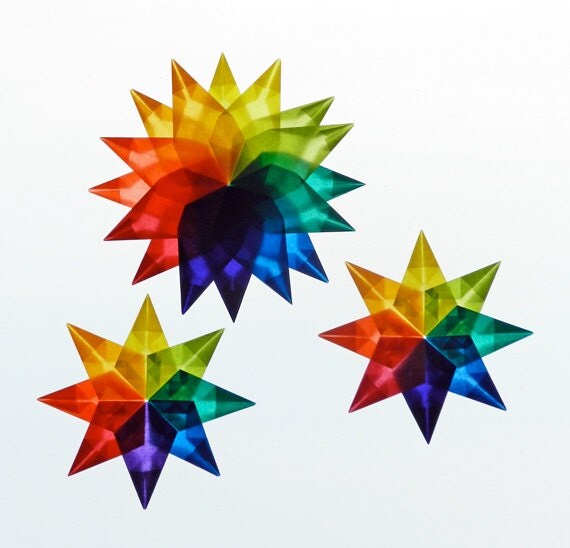 Handfolded Kite Paper Rainbow Stars One 16 by handworkstudio