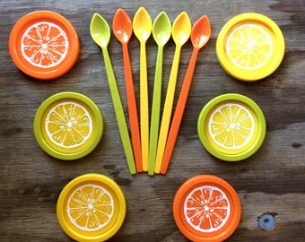 Vintage Citrus Coasters - Set of 6 - Iced Tea Set