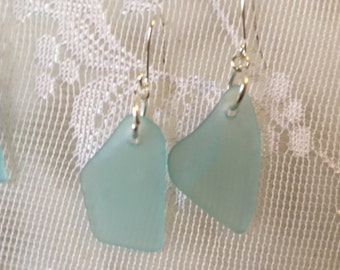 Turquoise canning jar beachglass inspired earrings, mason jar aqua glass earrings