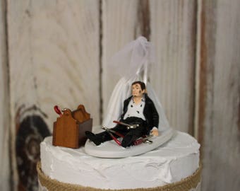 Auto Mechanic Wedding Cake Topper, Grooms Cake Topper, Bride and Groom Cake Topper