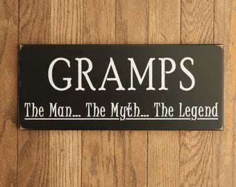 Gramps The Man The Myth The Legend Wood Sign Wall Decor Plaque Father's Day Grandfather Gift
