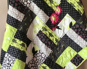 Patchwork Quilt, Handmade Lap Quilt, Cotton Lap Quilt, Quilted Bedding, Throw Quilt, Bedroom Decor, Sofa Throw, Mother's Day Gift