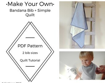Quilt Tutorial and Bandana Bib Pattern PDF | Simple Easy Quilt | DIY Project | Beginner Sewing Project | Learn to Quilt | How to Quilt