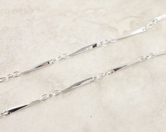 18" Silver Plated Chain Loose Chain Bar and Ring Chain for Jewelry Making Jewelry Chain Silver Plated Connected Link Chain FSCHS7