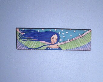 Angel Painting Original Folk Art Painting on salvaged wood Make each day count