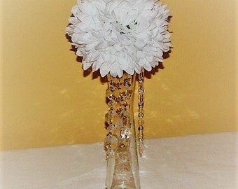 5"D Wedding Pomander Ball centerpiece silk flower with Crystals wedding flower ball arrangement wedding kissing ball silk flower centerpiece