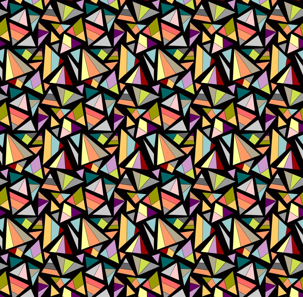 Rainbow Geometric Fabric Triangles In Multicolor on Black By