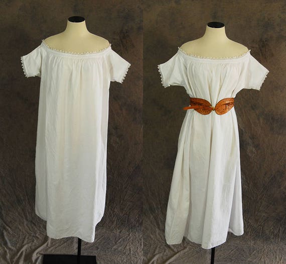 antique Victorian Nightgown 1900s Cotton Tent Dress Off