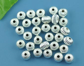 Silver Stripe Spacer Bead - Set of 25 - #HK1351