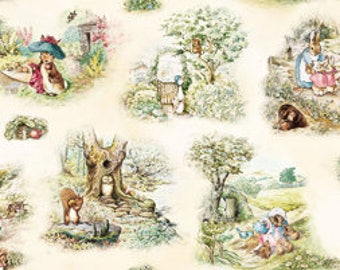 Dollhouse Miniature Shabby Chic Wallpaper Beatrix Potter Peter Rabbit 1:12