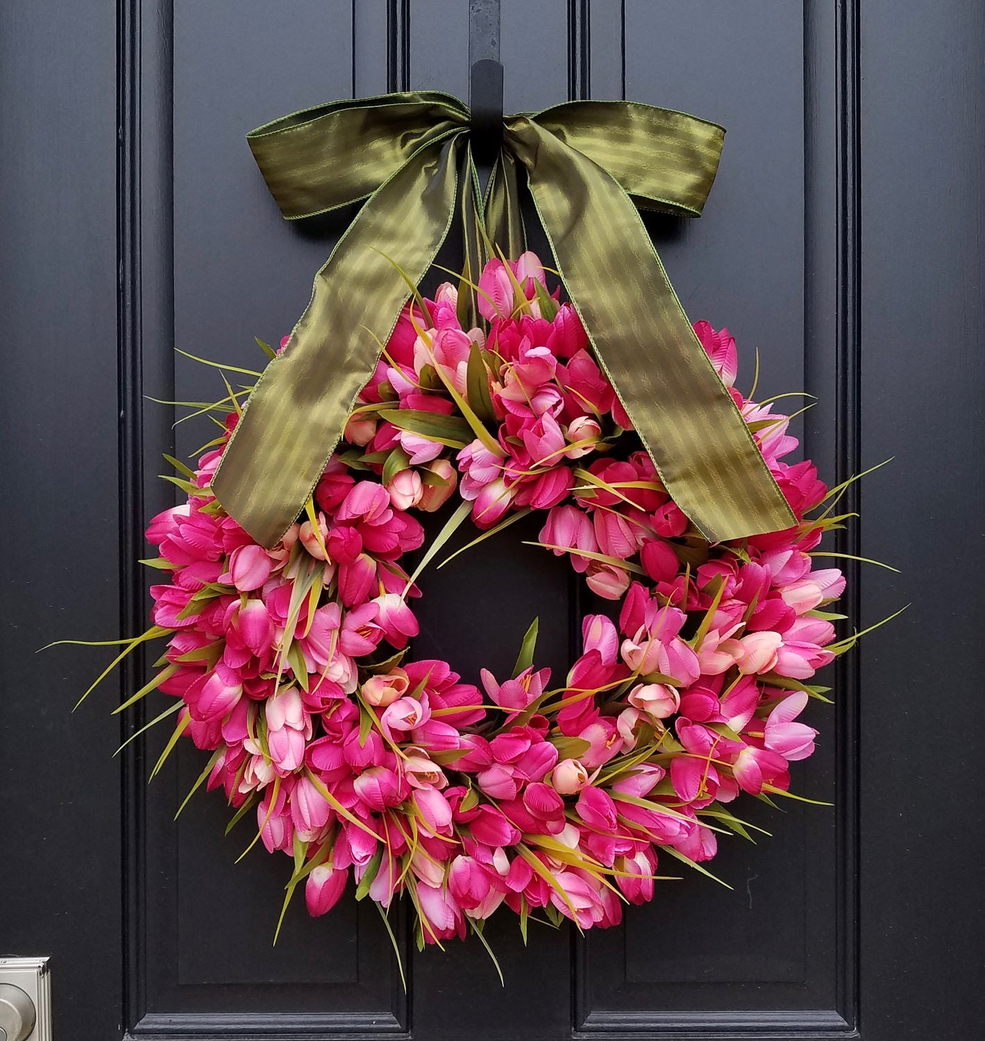 Pink Tulip Wreath Coral Tulip Wreath Spring Tulip Wreath