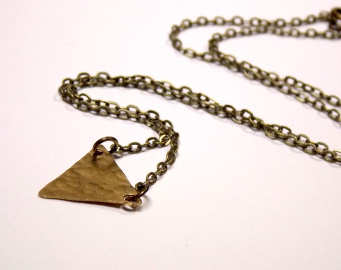 Tiny Triangle Necklace Minimalist Jewelry Light Little Brass Triangle Necklace Boho Woodland Geometric Necklace Solid Brass Tiny Triangle