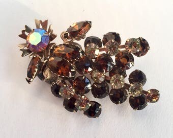 Vintage Brooch or Pin with Aurora Borealis Rhinestones