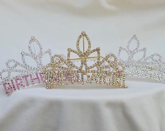 Birthday Girl Rhinestone Tiara / Birthday Girl Crown / Tiara / Birthday Girl Rhinestone Comb Tiara / 3 Color Combinations Available