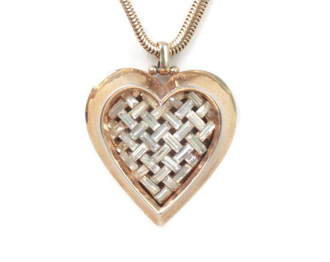 Crystal Heart Pendant Necklace Trifari Heart Throb A. Philippe 1951
