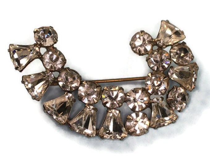 Curved Crystal Rhinestone Brooch Diamante Wedding Special Occasion