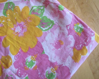 Pink and More Pink Flowers - Vintage Flat Bedsheet