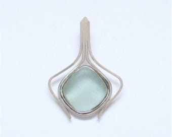Sea Glass Jewelry - Sterling Seafoam Sea Glass Pendant