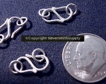 3 Sterling silver S Hook clasp sets, 18 gauge 1mm round wire 20mm overall ssc008