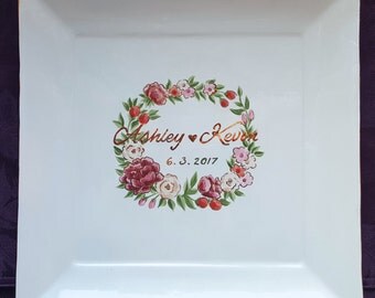 WEDDING Guestbook Alternative -Wedding Guestbook, Guest Book, guest book,signature plate, sign in platter,Gold Silver ELEGANCE Floral Wreath