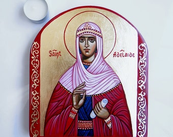 Saint Adelaide - handpainted icon, 8 by 7 inches