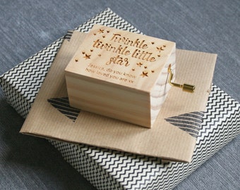 Music Box Twinkle Twinkle Little Star | Christening Gifts | Gifts for her | New Baby Gift | Nursery rhyme | Laser Machine | New Mum Gifts