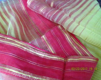 Chiffon sari, red and yellow sari, sheer saree