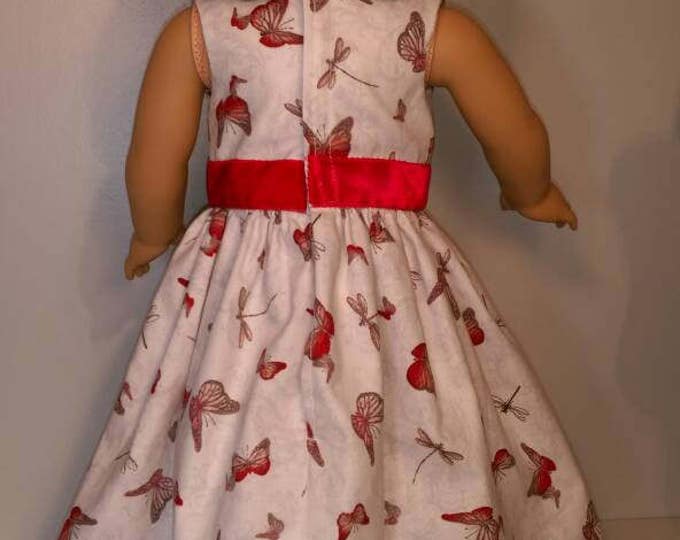 Sleeveless summer butterfly print doll dress fits 18 inch dolls delicate butterflies party dress