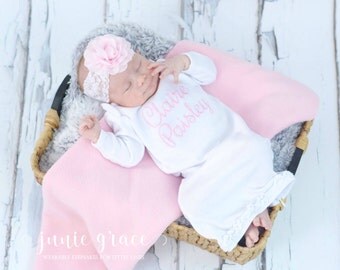 Newborn Girl Coming Home Outfit Baby Girl Clothes Baby Girl Gift Baby Girl Outfit Newborn Baby Girl Outfit Baby Girl Gown Personalized Gift