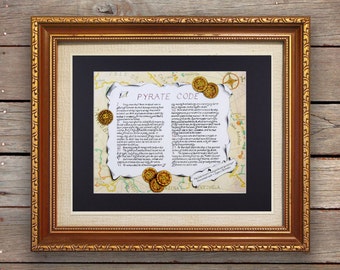 Black Bart's Pirate Code with Pirate Map of the Caribbean and Pieces of Eight