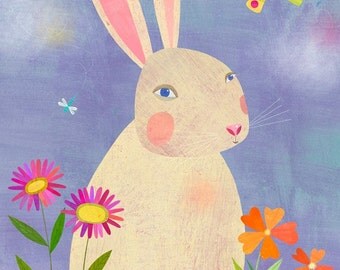 Forest Adventure Rabbit, Canvas Art Print, Woodland Animal