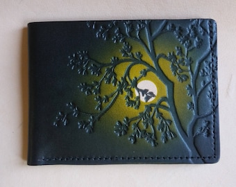 Leather Wallet /Tree /Green Sky